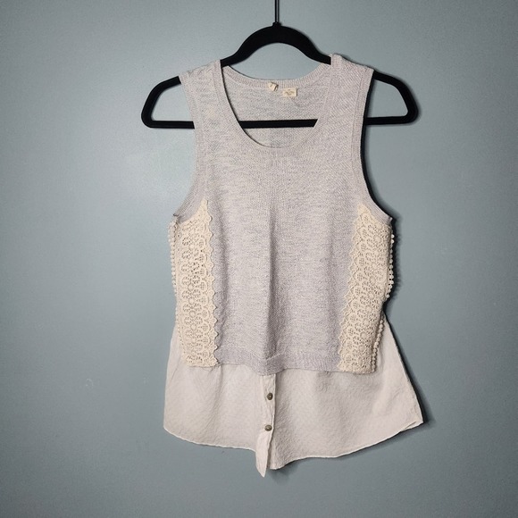 MOTH for Anthropologie Blue/Cream Sleeveless Tunic top - Size Medium - Picture 1 of 11